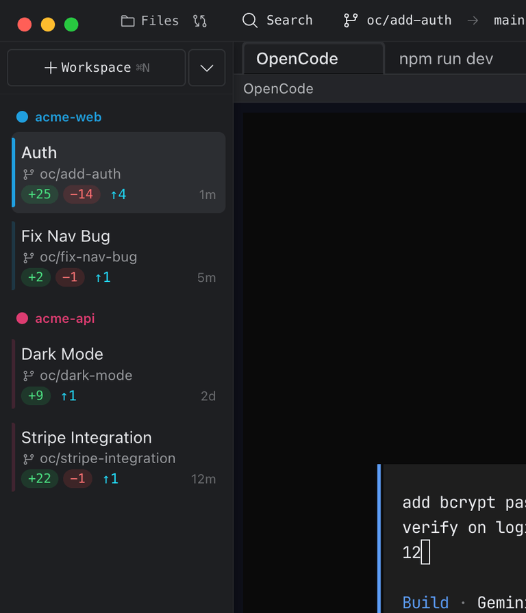 Baton notification badges on workspace cards showing agent status
